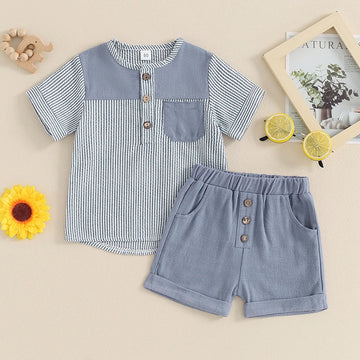 Striped Summer 2-Piece Set – Short Sleeve Top & Shorts Outfit
