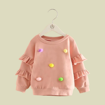 Flare Trumpet Sleeve Baby Girl Sweatshirt