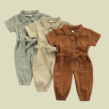 Baby Girls Pocket Jumpsuit – Soft Cotton Blend One-Piece Romper (1–2 Years)