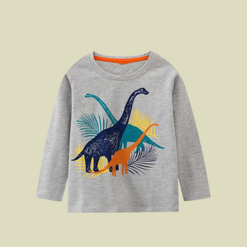 Cartoon Dinosaurs Printed Long Sleeve Sweatshirt