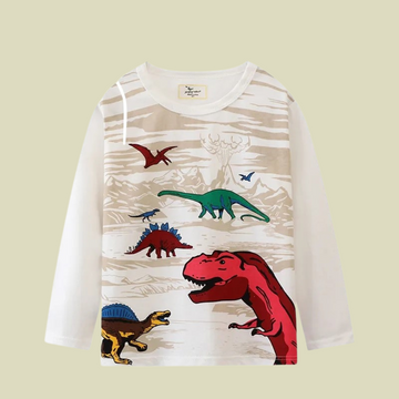 Cartoon Dinosaurs Printed Long Sleeve Sweatshirt