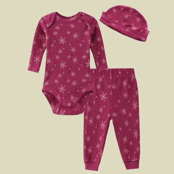 Newborn Baby Cotton Set Clothing : Bodysuit, Pants, Cap