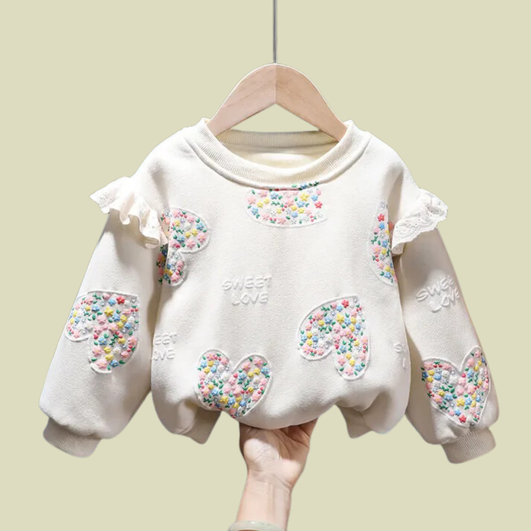Round Neck Long Sleeve Hear sweatshirt for Girls