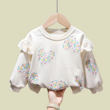 Round Neck Long Sleeve Hear sweatshirt for Girls
