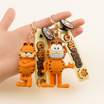 Garfield Cartoon Cat Keychain – Cute Zinc Alloy Pendant & Silicone Charm