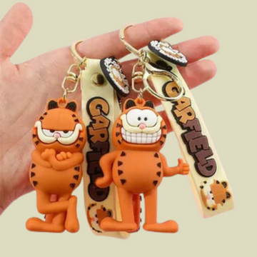 Garfield Cartoon Cat Keychain – Cute Zinc Alloy Pendant & Silicone Charm