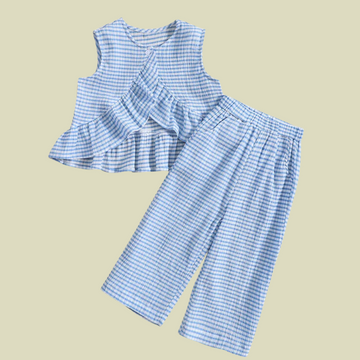 Girls Striped Summer 2-Piece Set – Cute O-Neck Top & Shorts Outfit (7–12Y)