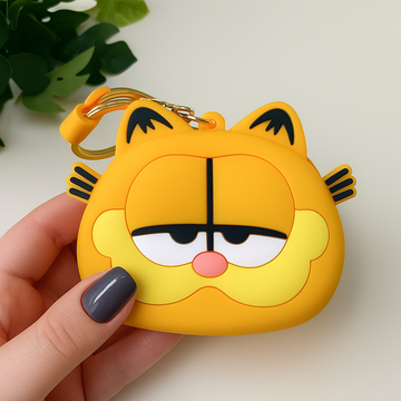 Garfield Cartoon Silicone Headset Storage Bag – Cute Flannel Earbuds Case for Small Gadgets