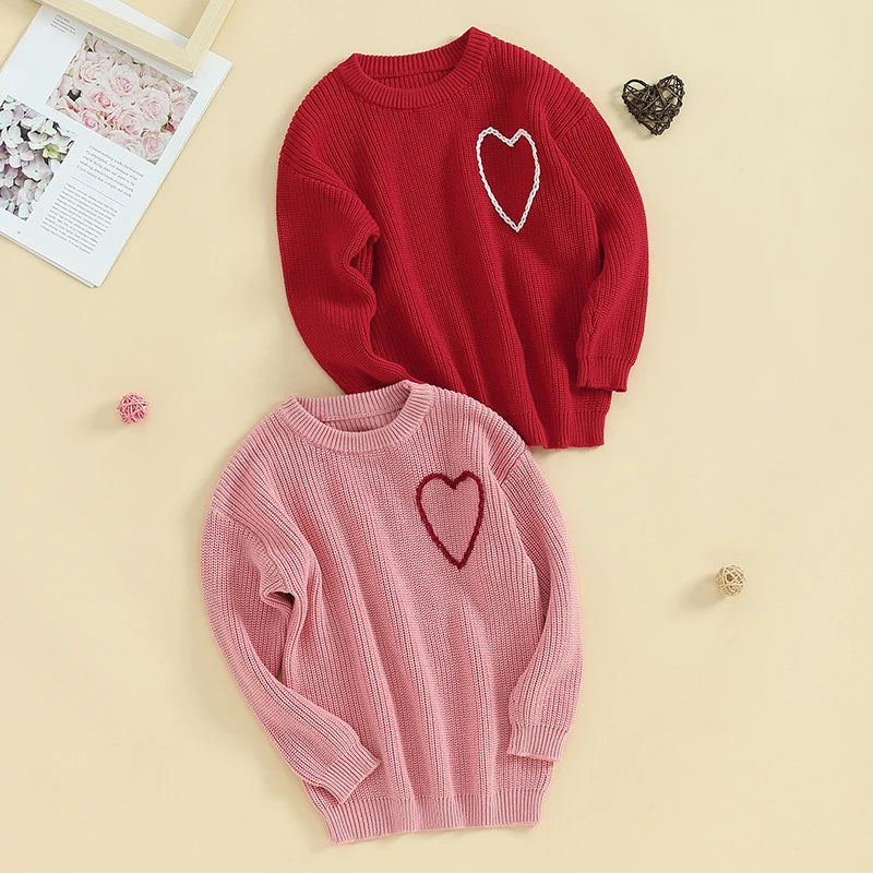 Heart Pink Red Kids Sweater