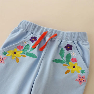 Floral Embroidered Girls Sweatpants
