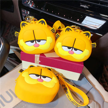 Garfield Cartoon Silicone Headset Storage Bag – Cute Flannel Earbuds Case for Small Gadgets