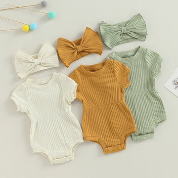Ribbed Knit Romper with Headband - Summer Outfit