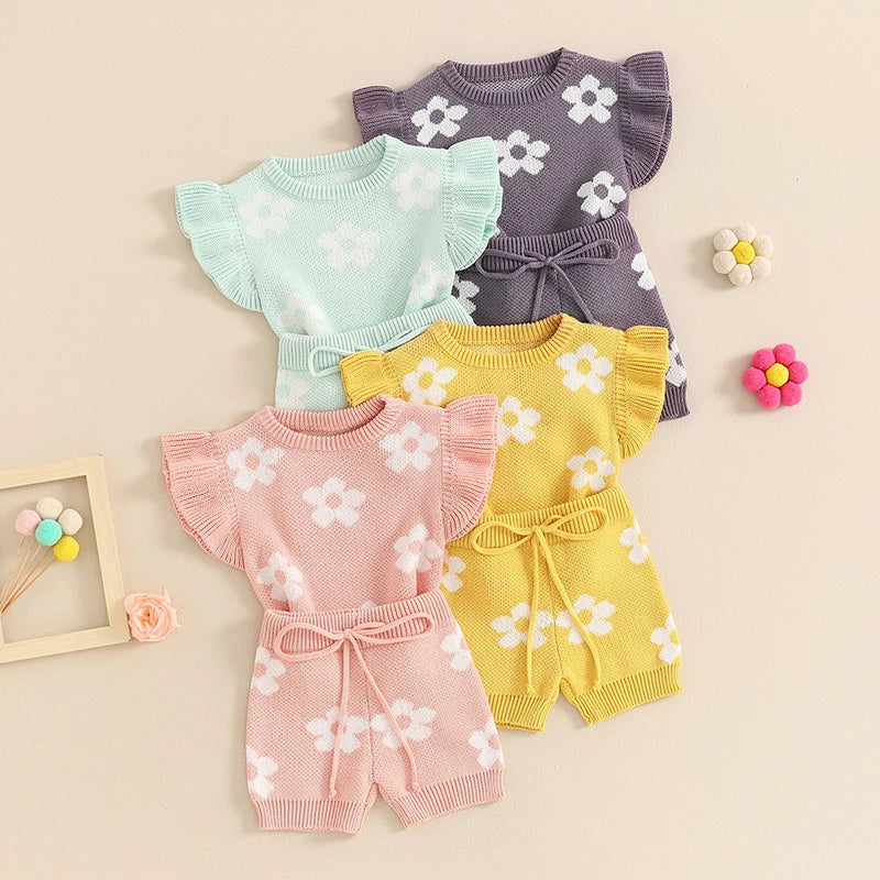  Baby -Girls- Floral Print- Ruffle- Top 