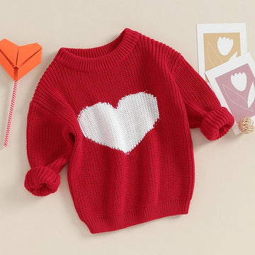 Heart Print Loose Fit Baby Sweater
