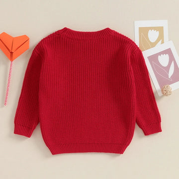 Heart Print Loose Fit Baby Sweater