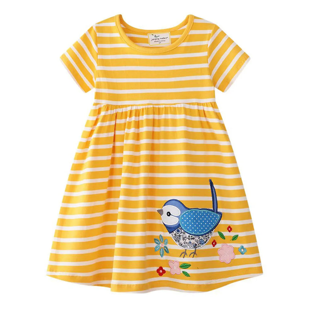 Princess Birds -Embroidery -Girls- Stripe- Dresses .jpg