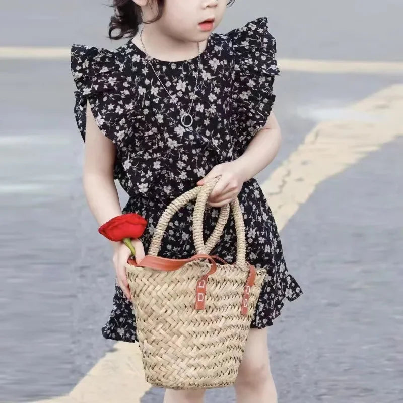 Cute girls cotton shorts set