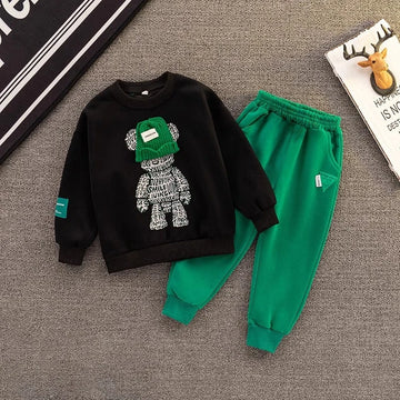 Bear Print Kids 3D Tracksuit Set