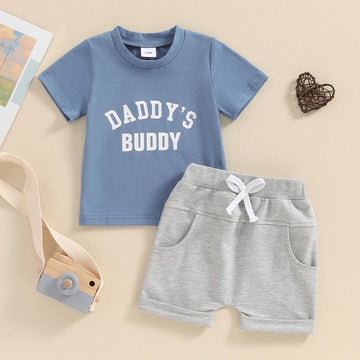Toddler Boys Summer Vacation Outfit – Cotton Letter Print 2-Piece Set